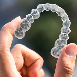 Close-up of clear aligner